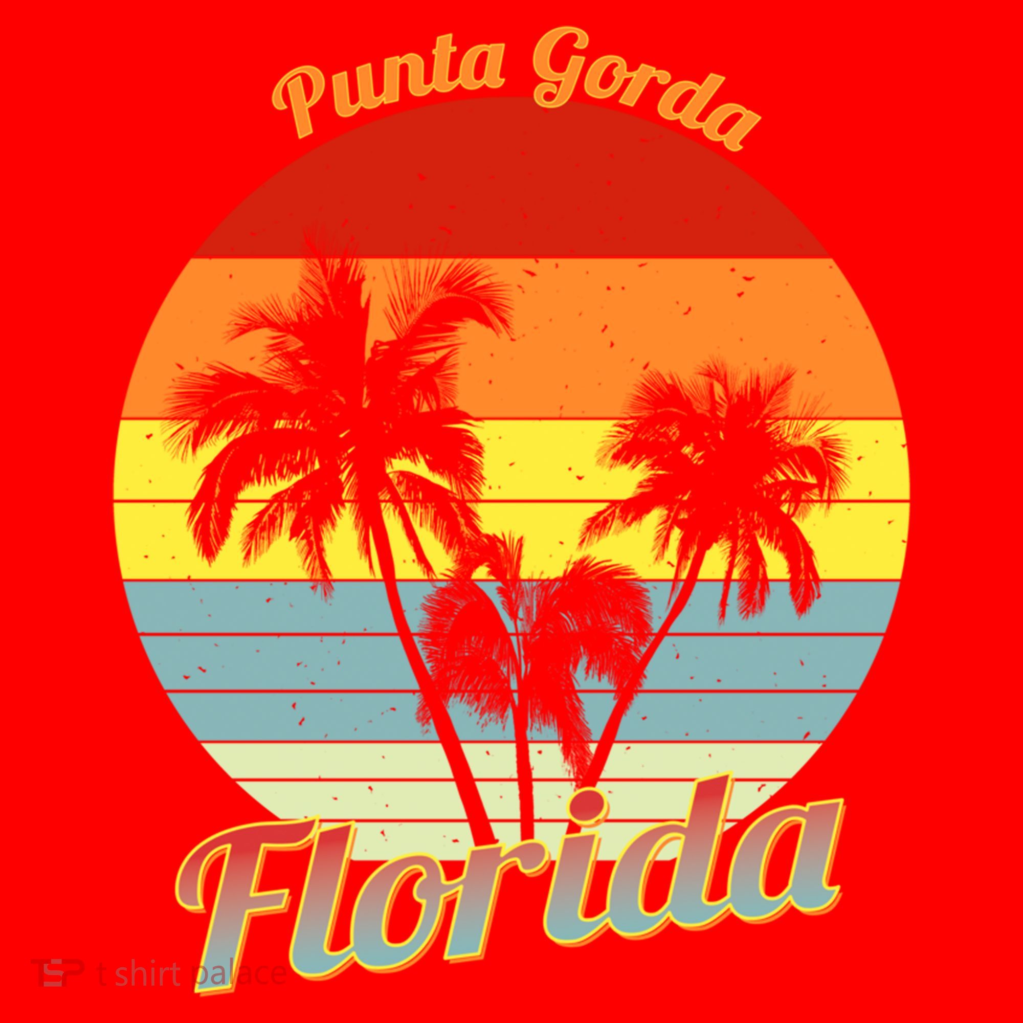 Punta Gorda Florida Retro Tropical Palm Trees Vacation Cute Gift Santa Hat