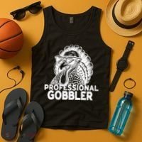 Professional Gobbler Funny Thanksgiving Turkey Tank Top thumb 4