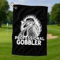 Professional Gobbler Funny Thanksgiving Turkey Golf Towel thumb 1