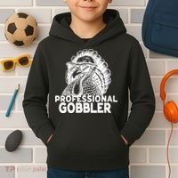 Professional Gobbler Funny Thanksgiving Turkey Kids Hoodie thumb 2