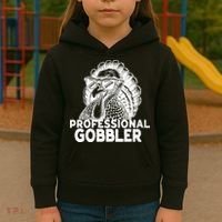 Professional Gobbler Funny Thanksgiving Turkey Kids Hoodie thumb 3