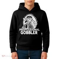 Professional Gobbler Funny Thanksgiving Turkey Kids Hoodie thumb 4