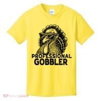 Professional Gobbler Funny Thanksgiving Turkey Kids T-Shirt thumb 0