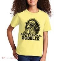 Professional Gobbler Funny Thanksgiving Turkey Kids T-Shirt thumb 2