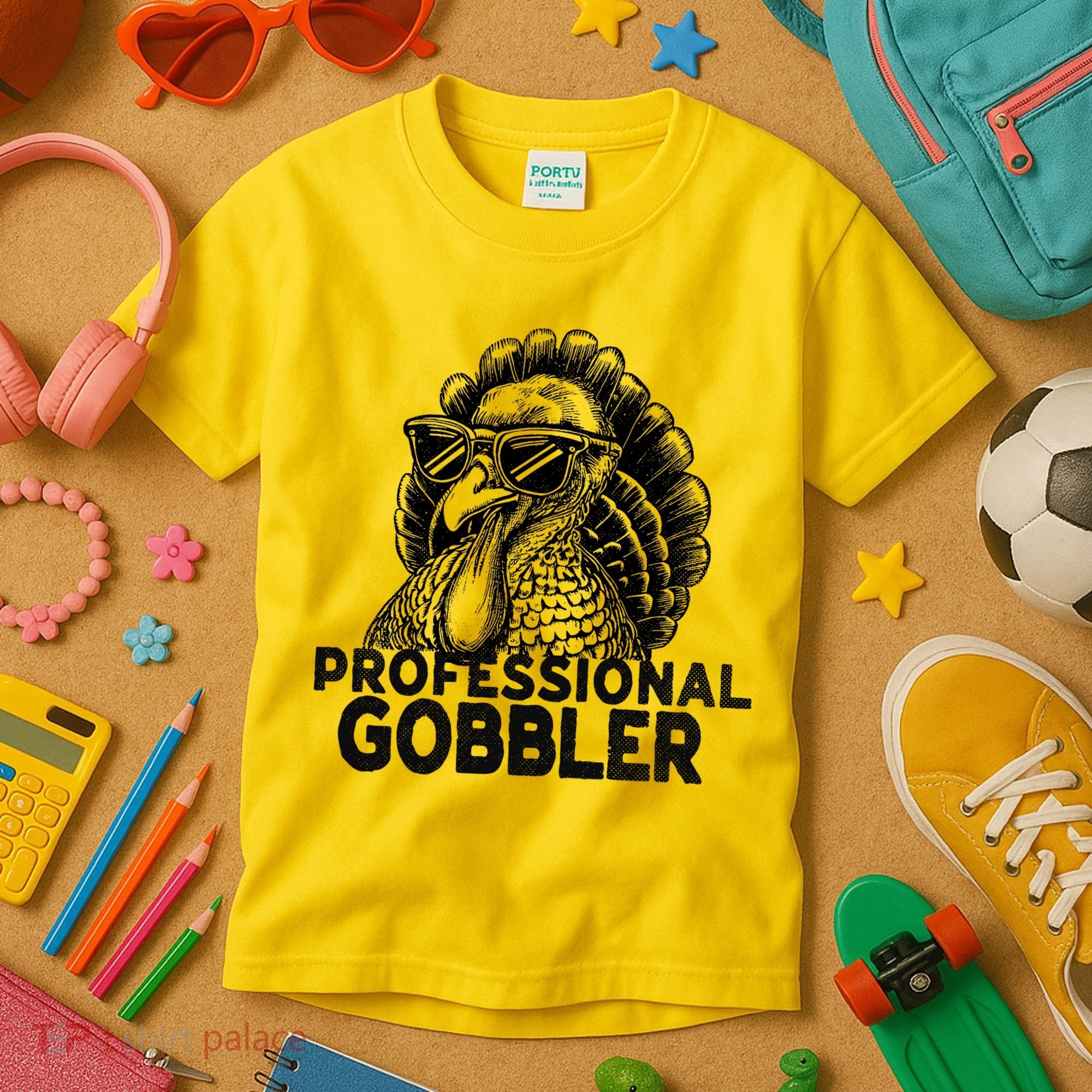 Professional Gobbler Funny Thanksgiving Turkey Kids T-Shirt