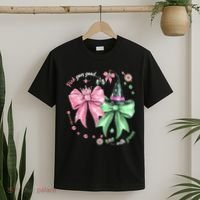 Pink Goes Good With Green Funny Halloween Witch T-Shirt thumb 2