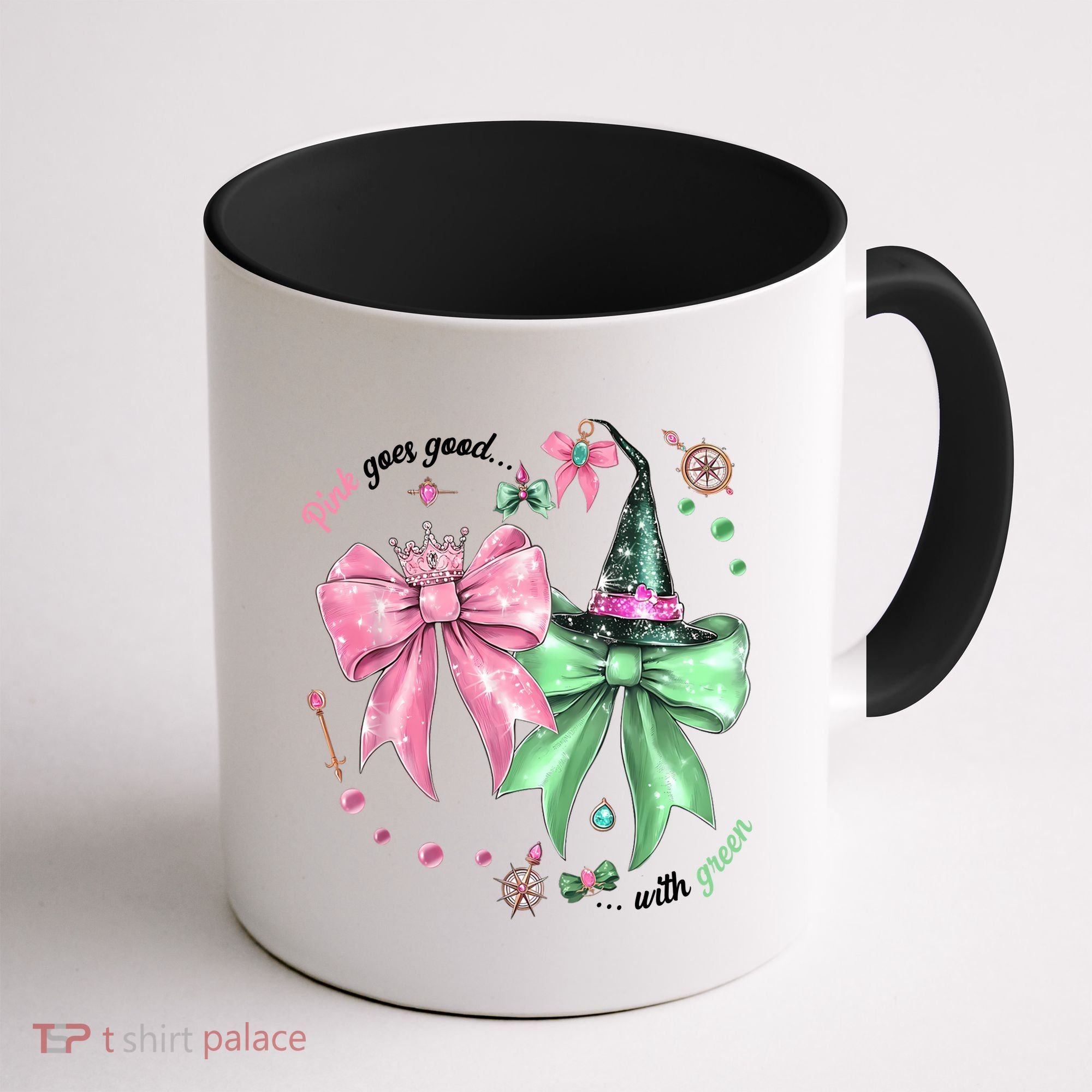 Pink Goes Good With Green Funny Halloween Witch Coffee Mug