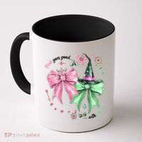 Pink Goes Good With Green Funny Halloween Witch Coffee Mug thumb 0