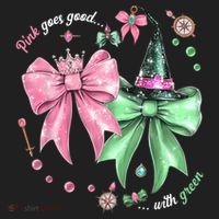 Pink Goes Good With Green Funny Halloween Witch Beanie thumb 2
