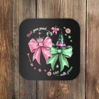 Pink Goes Good With Green Funny Halloween Witch Coaster thumb 0