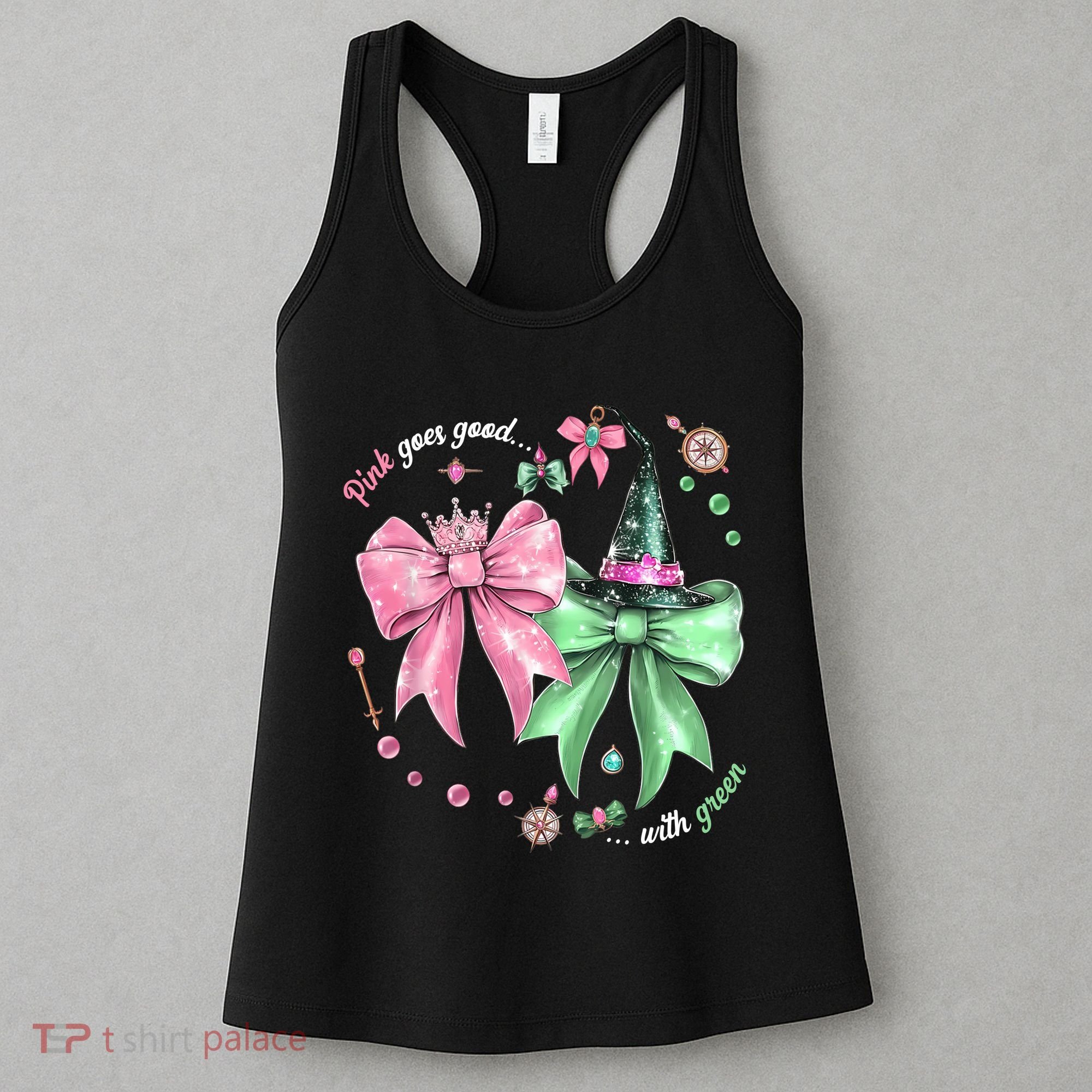 Pink Goes Good With Green Funny Halloween Witch Women's Tank Top