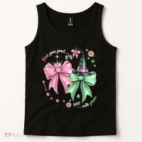 Pink Goes Good With Green Funny Halloween Witch Tank Top thumb 2