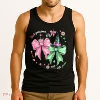 Pink Goes Good With Green Funny Halloween Witch Tank Top thumb 3