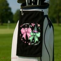 Pink Goes Good With Green Funny Halloween Witch Golf Towel thumb 2