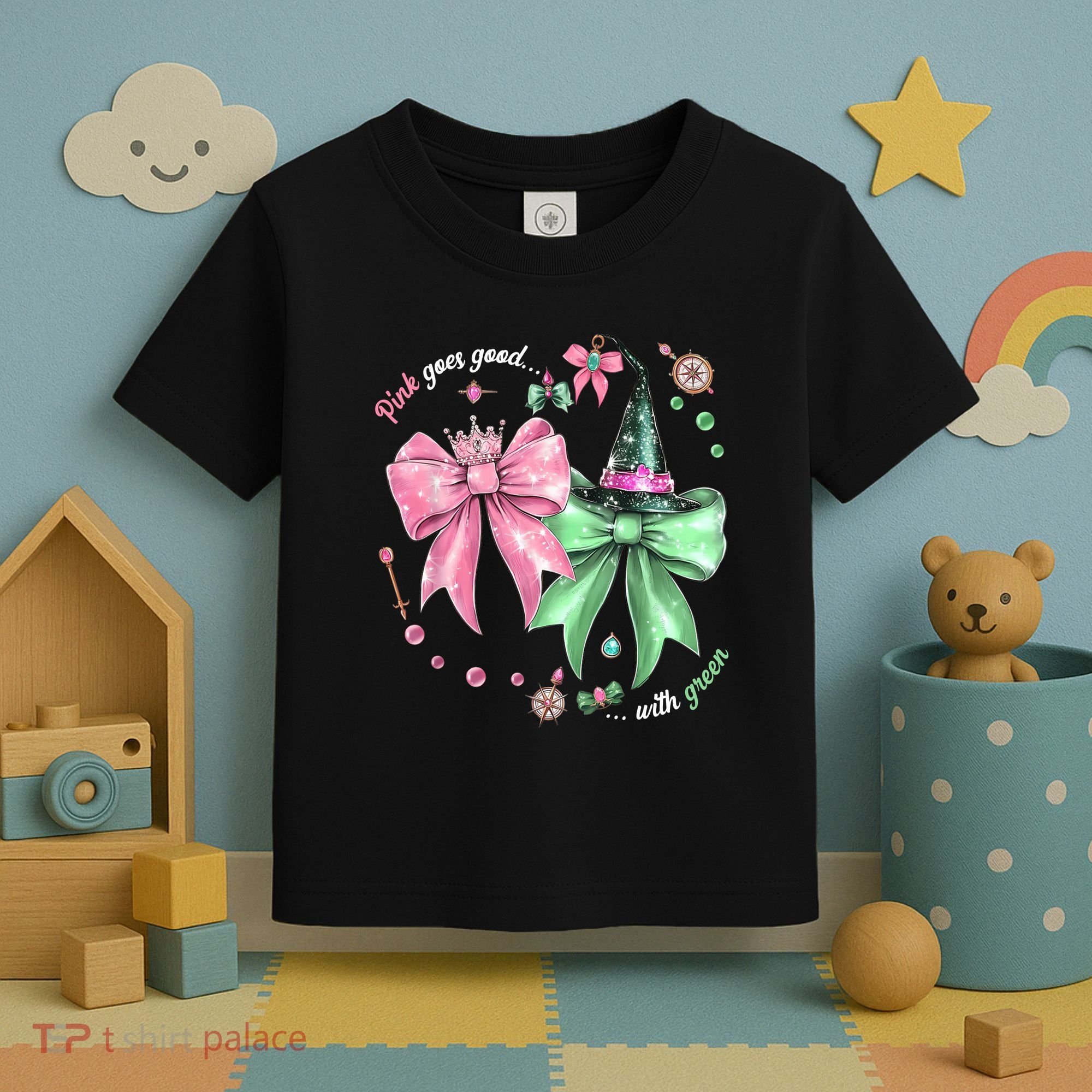Pink Goes Good With Green Funny Halloween Witch Toddler T-Shirt