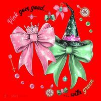 Pink Goes Good With Green Funny Halloween Witch Santa Hat thumb 1