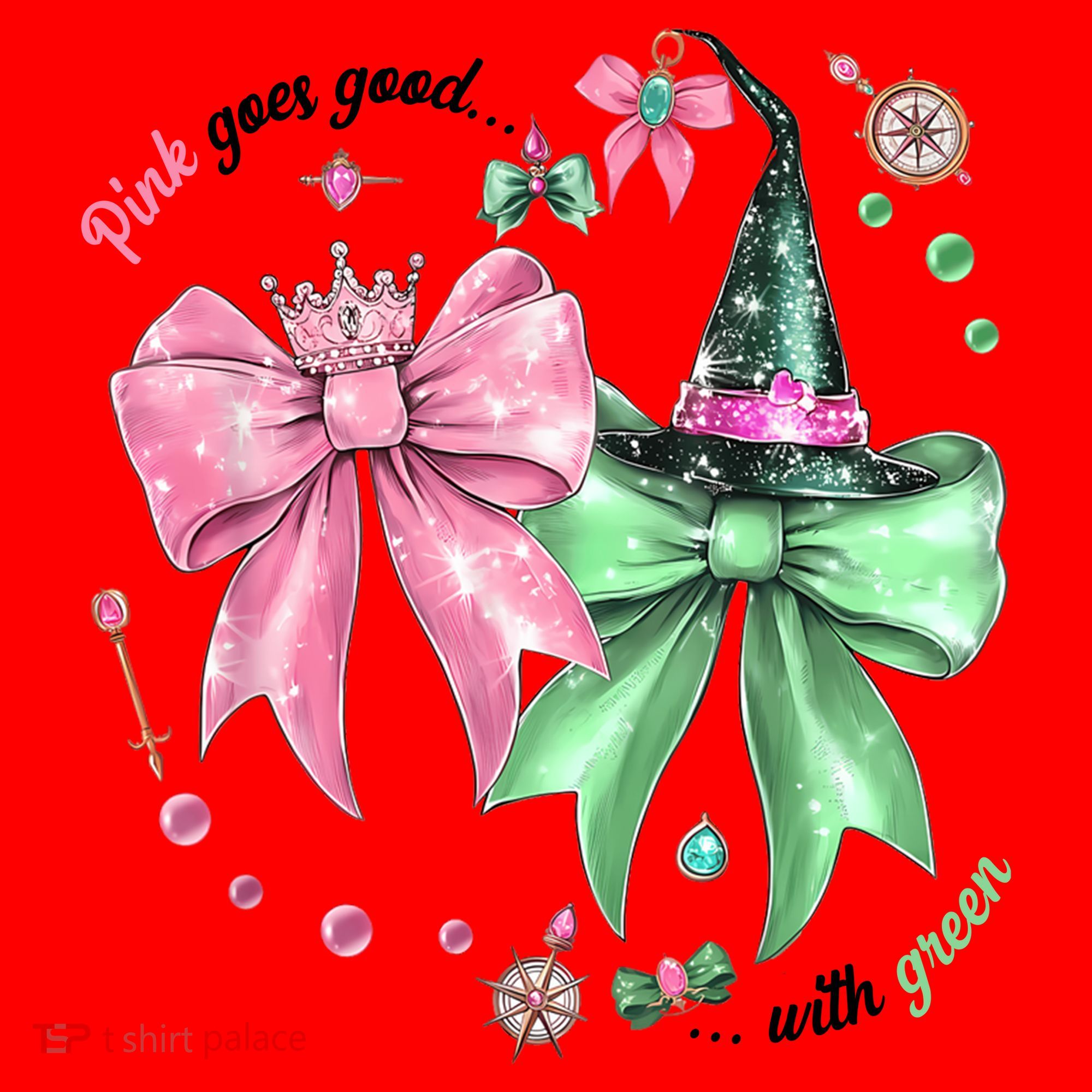 Pink Goes Good With Green Funny Halloween Witch Santa Hat