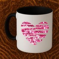 Pink Glitter Heart Cute Gift Coffee Mug thumb 2