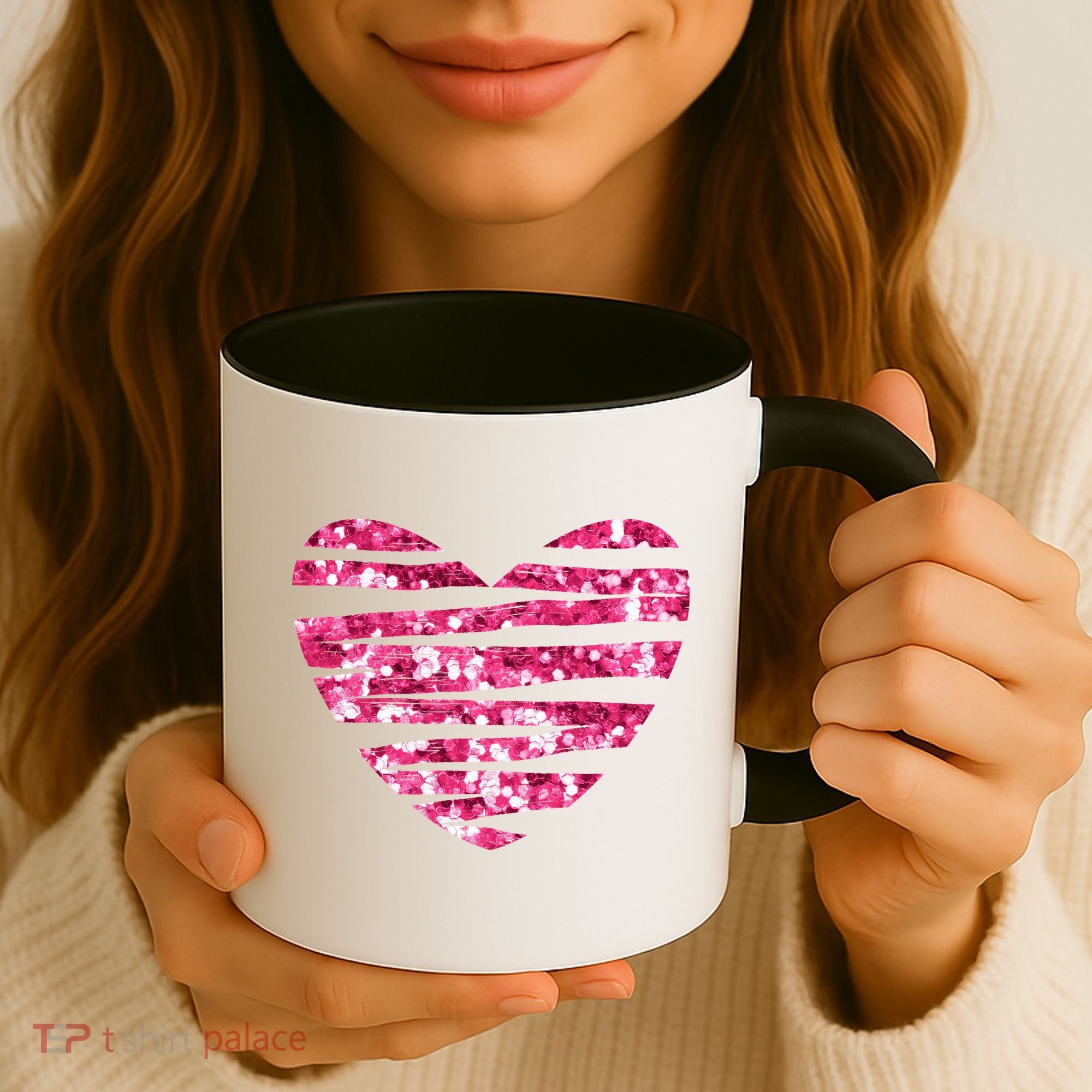 Pink Glitter Heart Cute Gift Coffee Mug