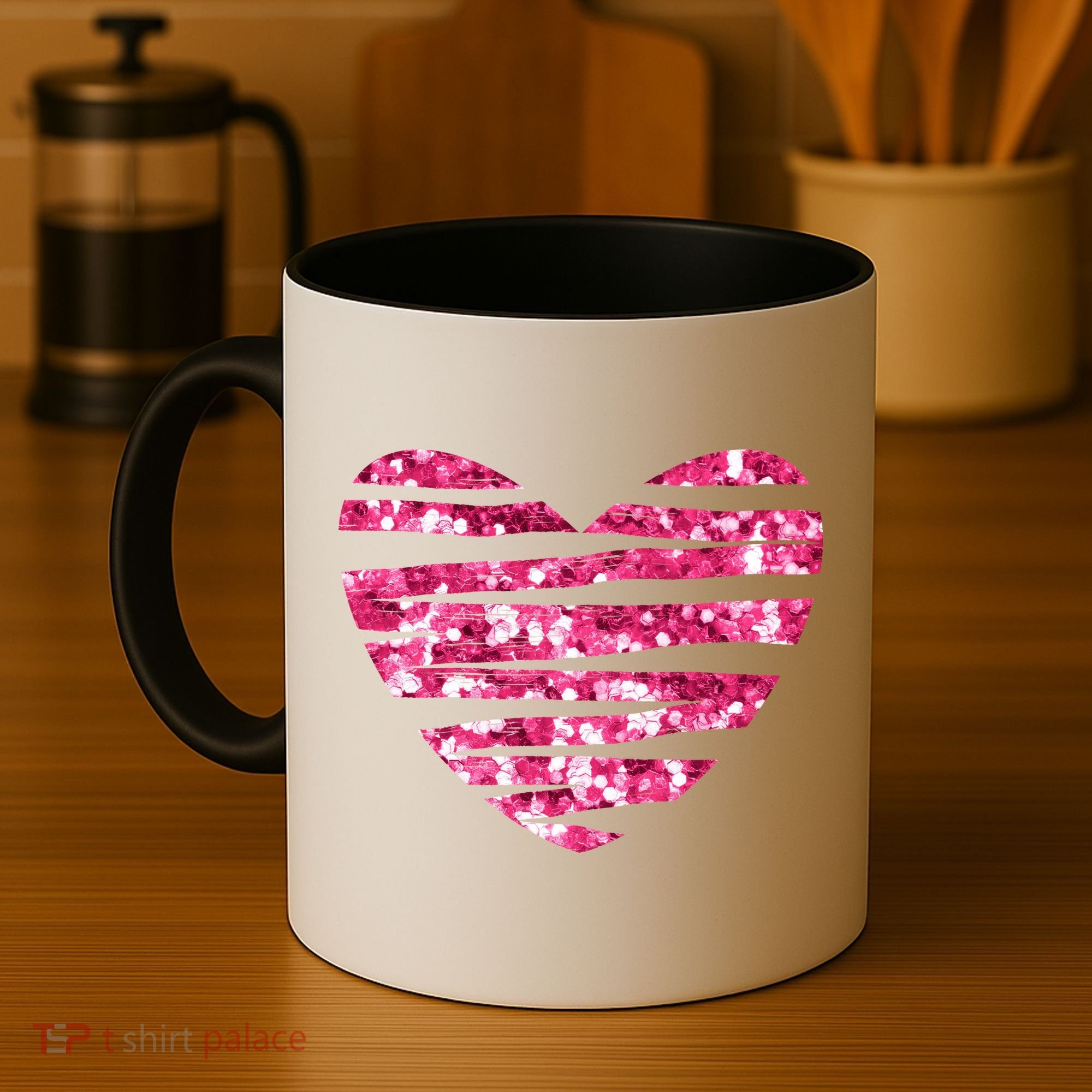 Pink Glitter Heart Cute Gift Coffee Mug