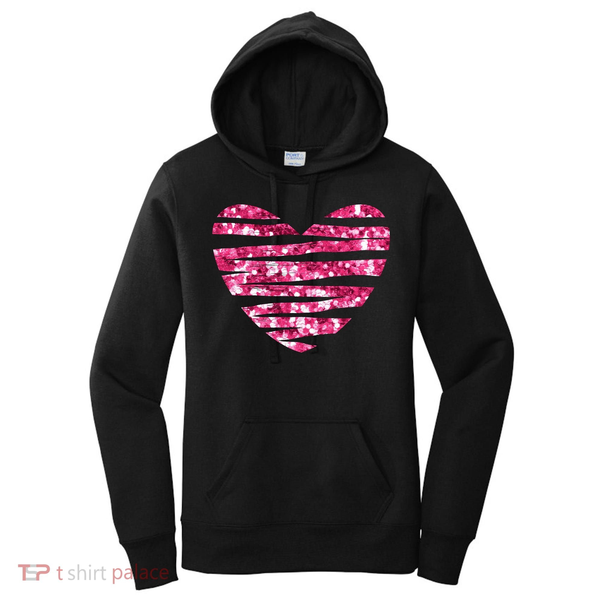 Pink Glitter Heart Cute Gift Women's Hoodie