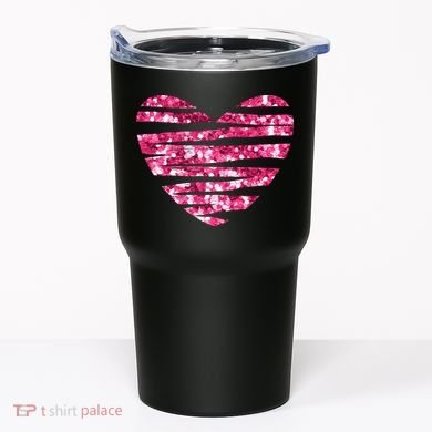 Pink Glitter Heart Cute Gift Tumbler