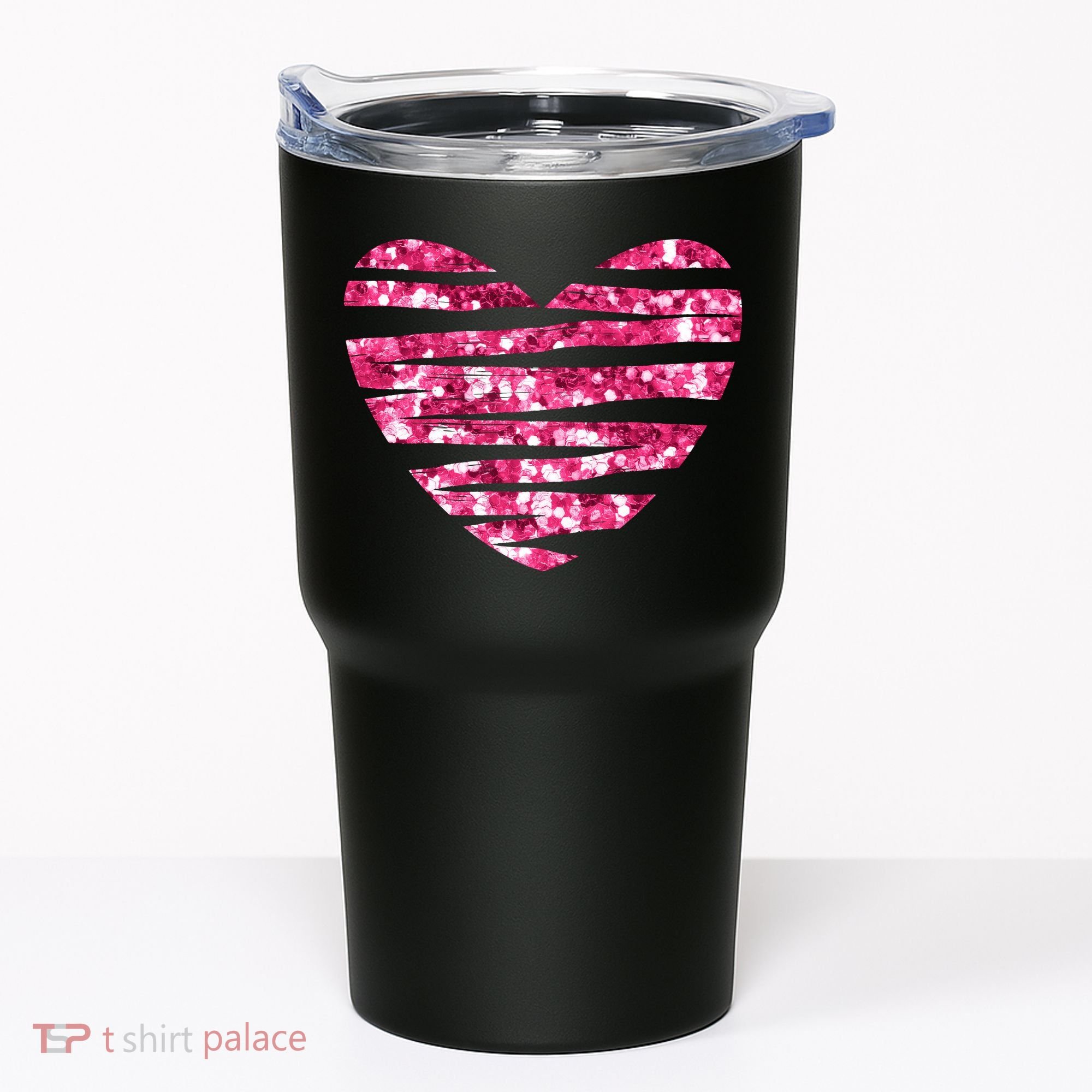 Pink Glitter Heart Cute Gift Tumbler