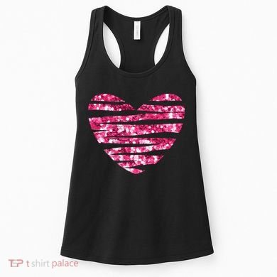Pink Glitter Heart Cute Gift Women's Tank Top