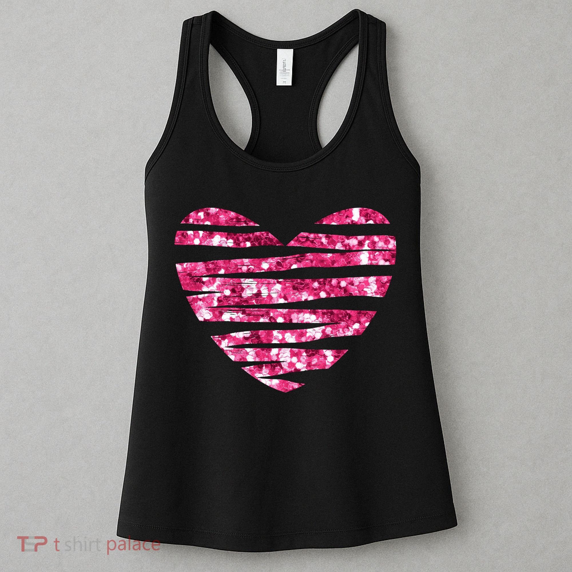 Pink Glitter Heart Cute Gift Women's Tank Top
