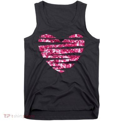 Pink Glitter Heart Cute Gift Tank Top