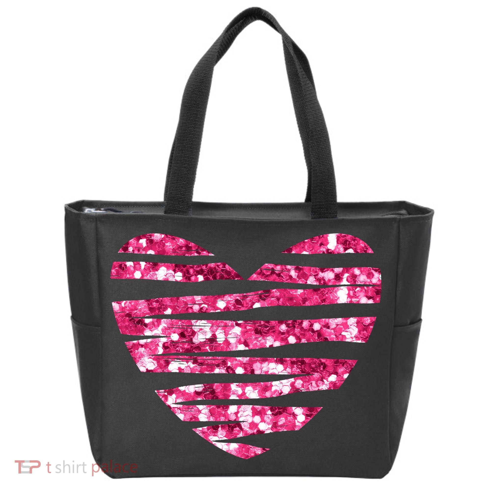 Pink Glitter Heart Cute Gift Tote Bag