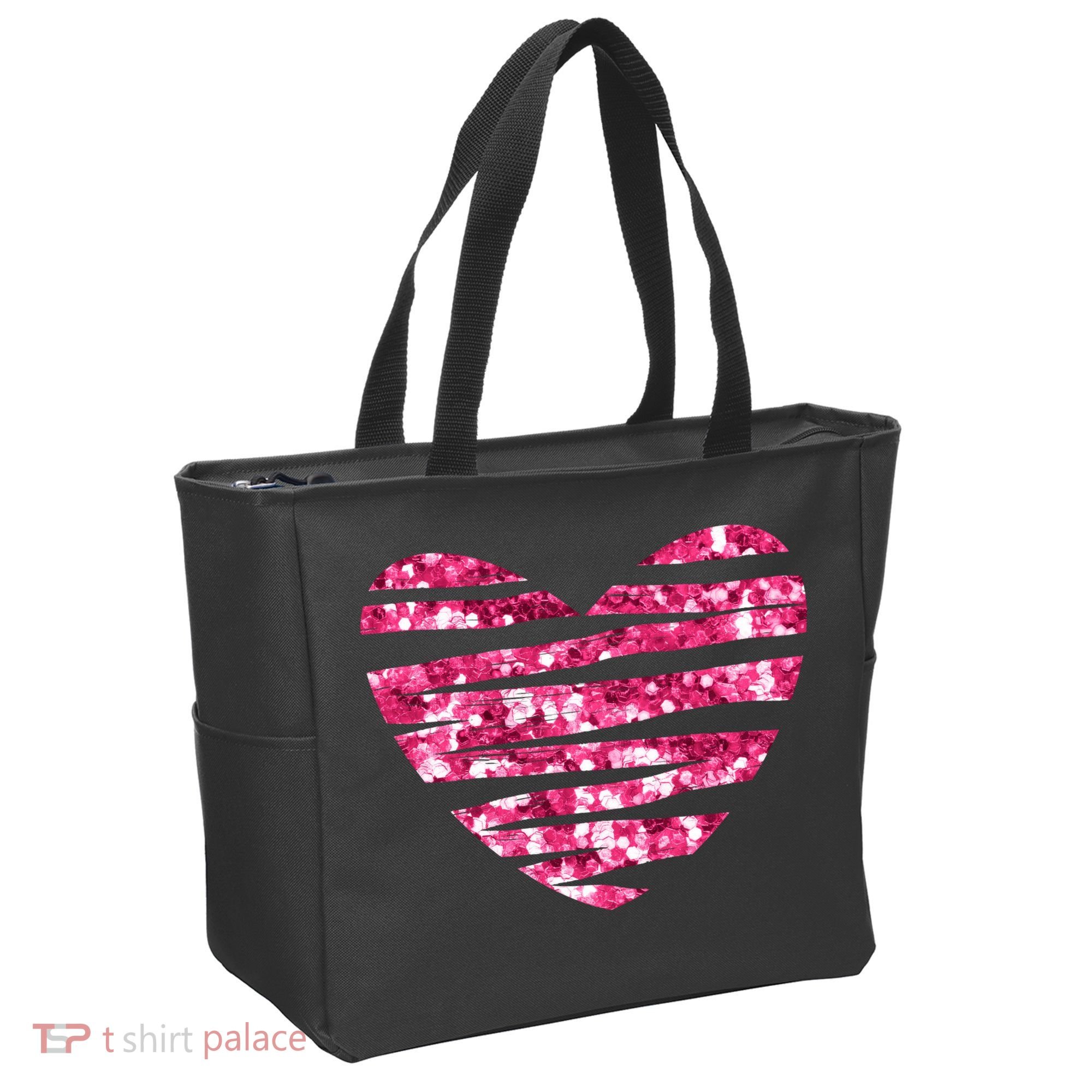 Pink Glitter Heart Cute Gift Tote Bag