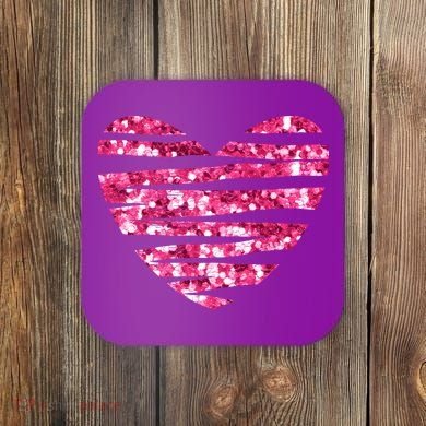 Pink Glitter Heart Cute Gift Coaster