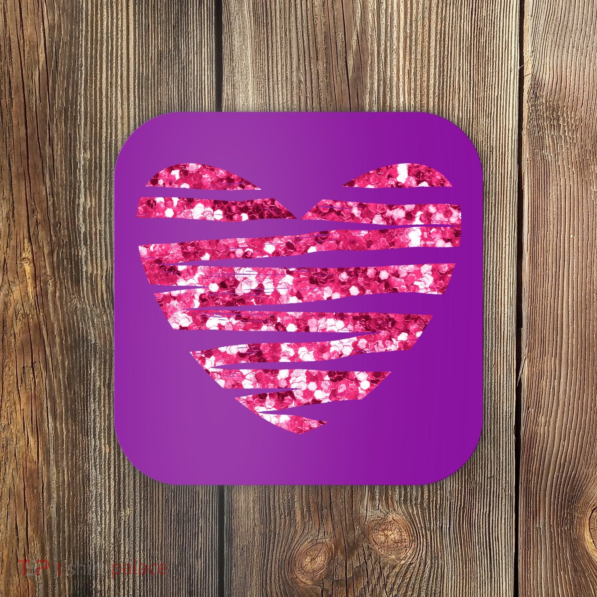 Pink Glitter Heart Cute Gift Coaster
