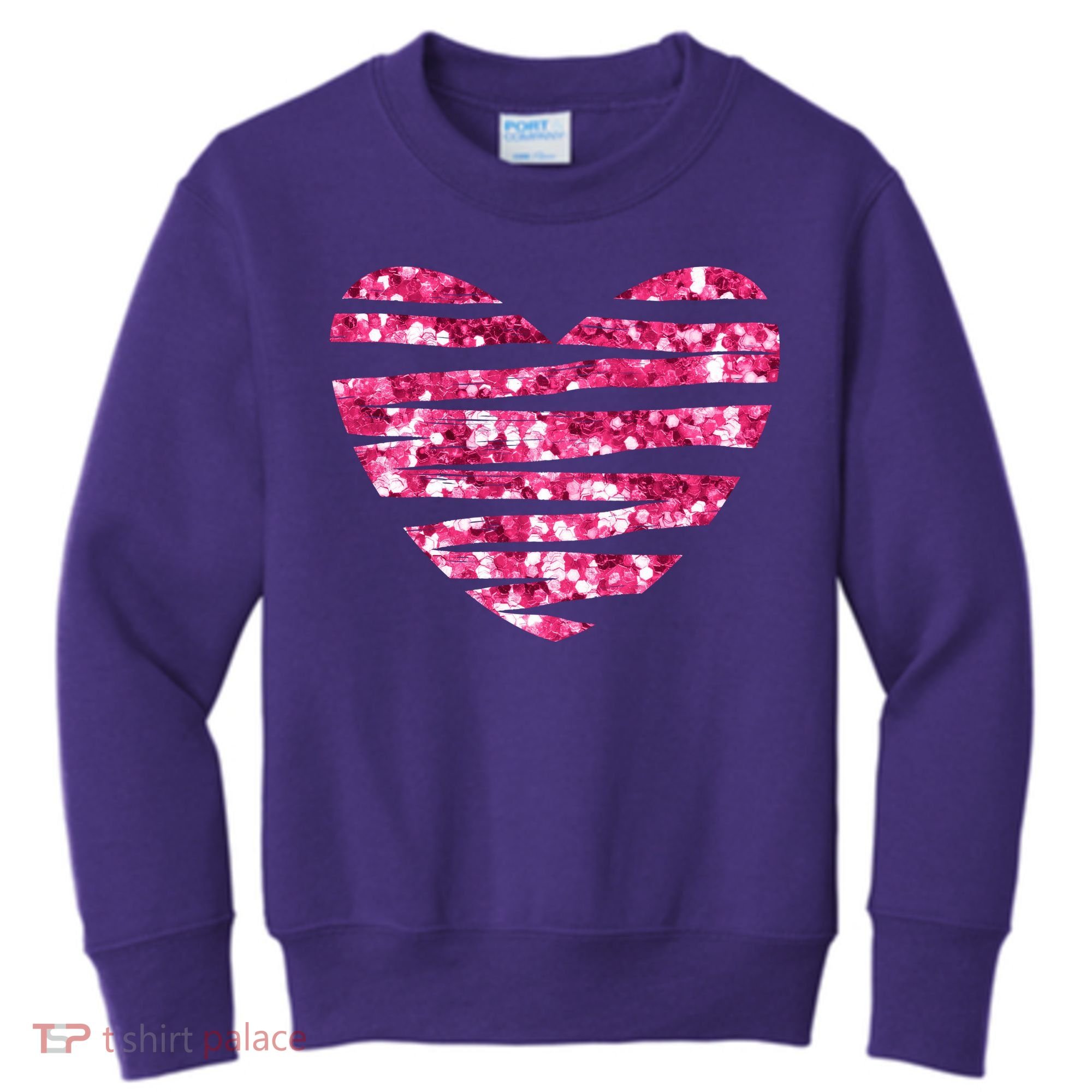 Pink Glitter Heart Cute Gift Kids Sweatshirt