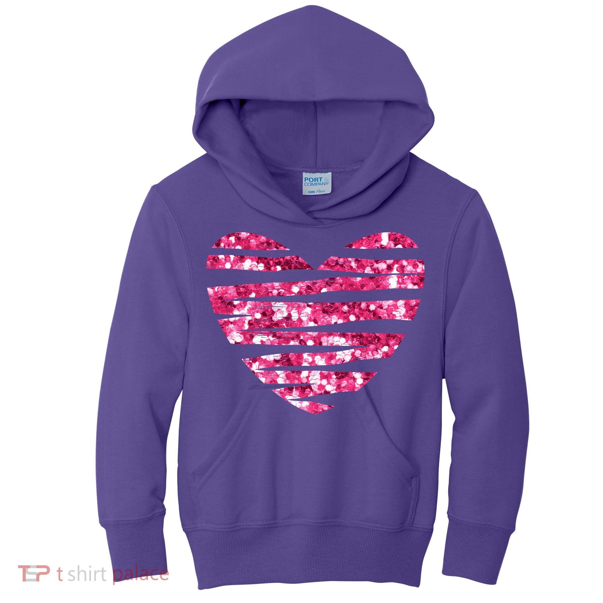 Pink Glitter Heart Cute Gift Kids Hoodie