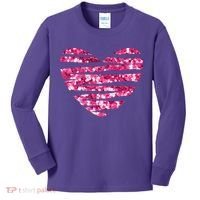 Pink Glitter Heart Cute Gift Kids Long Sleeve Shirt thumb 0