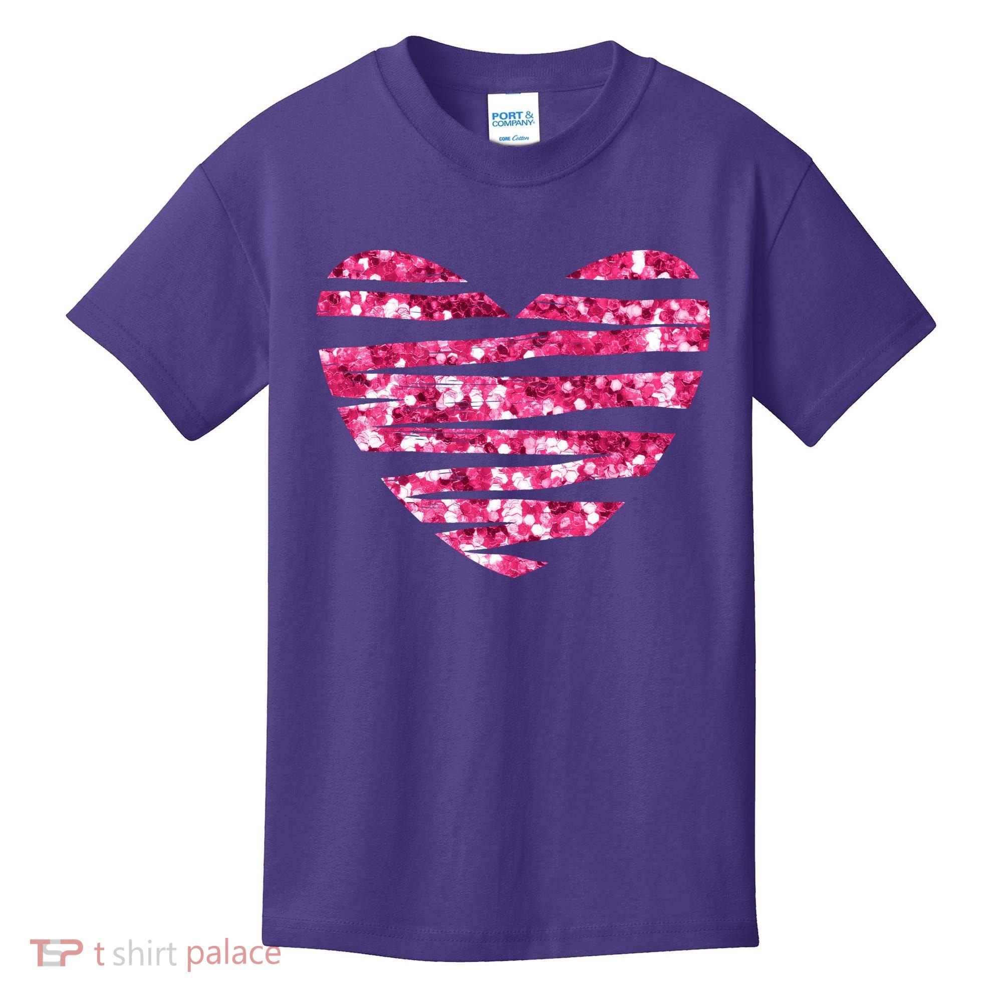 Pink Glitter Heart Cute Gift Kids T-Shirt