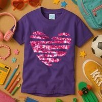 Pink Glitter Heart Cute Gift Kids T-Shirt thumb 3