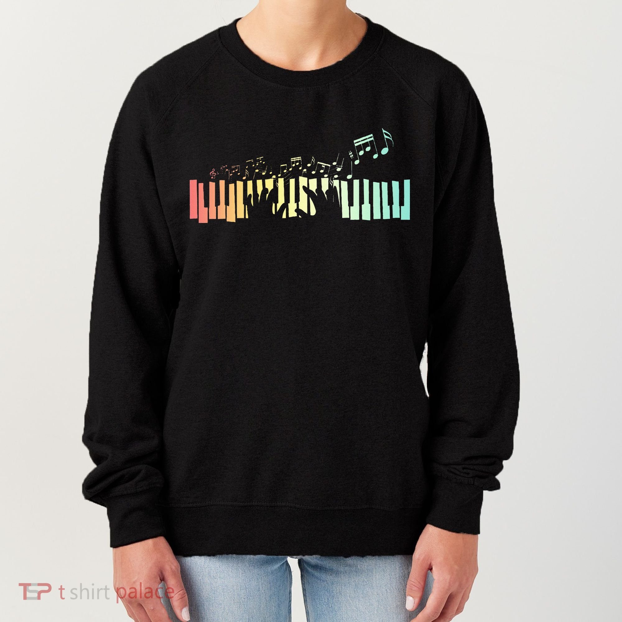 Pianist Gift Idea Keyboards Music Notes Piano Women's Sweatshirt