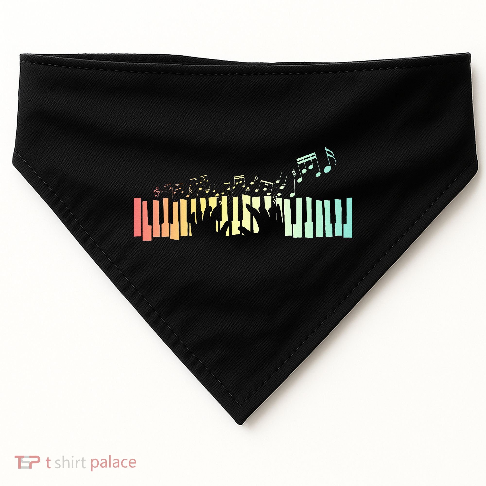 Pianist Gift Idea Keyboards Music Notes Piano USA-Made Doggie Bandana