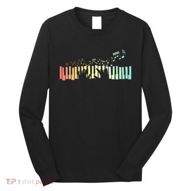 Pianist Gift Idea Keyboards Music Notes Piano Long Sleeve Shirt