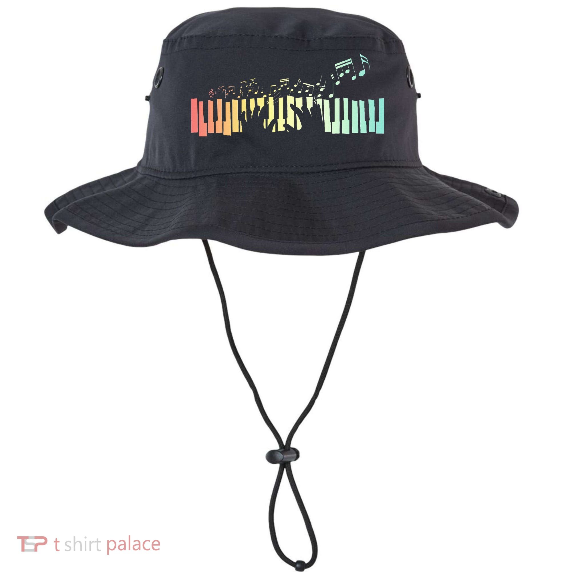 Pianist Gift Idea Keyboards Music Notes Piano Bucket Hat