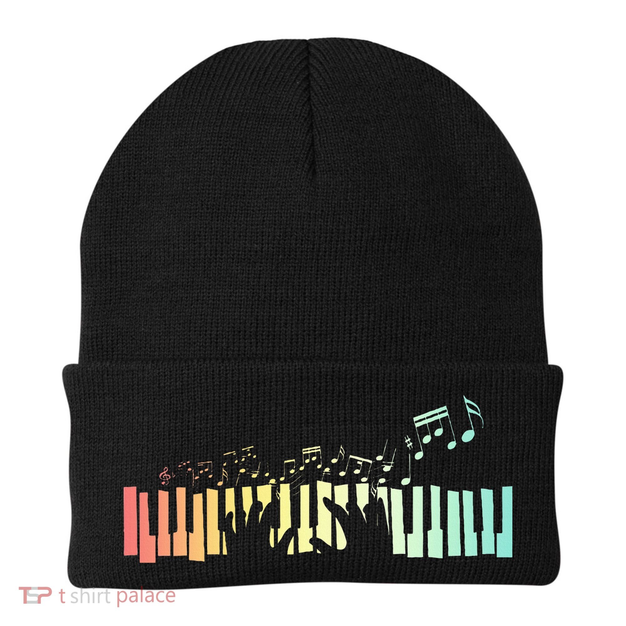 Pianist Gift Idea Keyboards Music Notes Piano Beanie