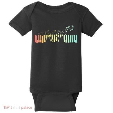 Pianist Gift Idea Keyboards Music Notes Piano Baby Bodysuit