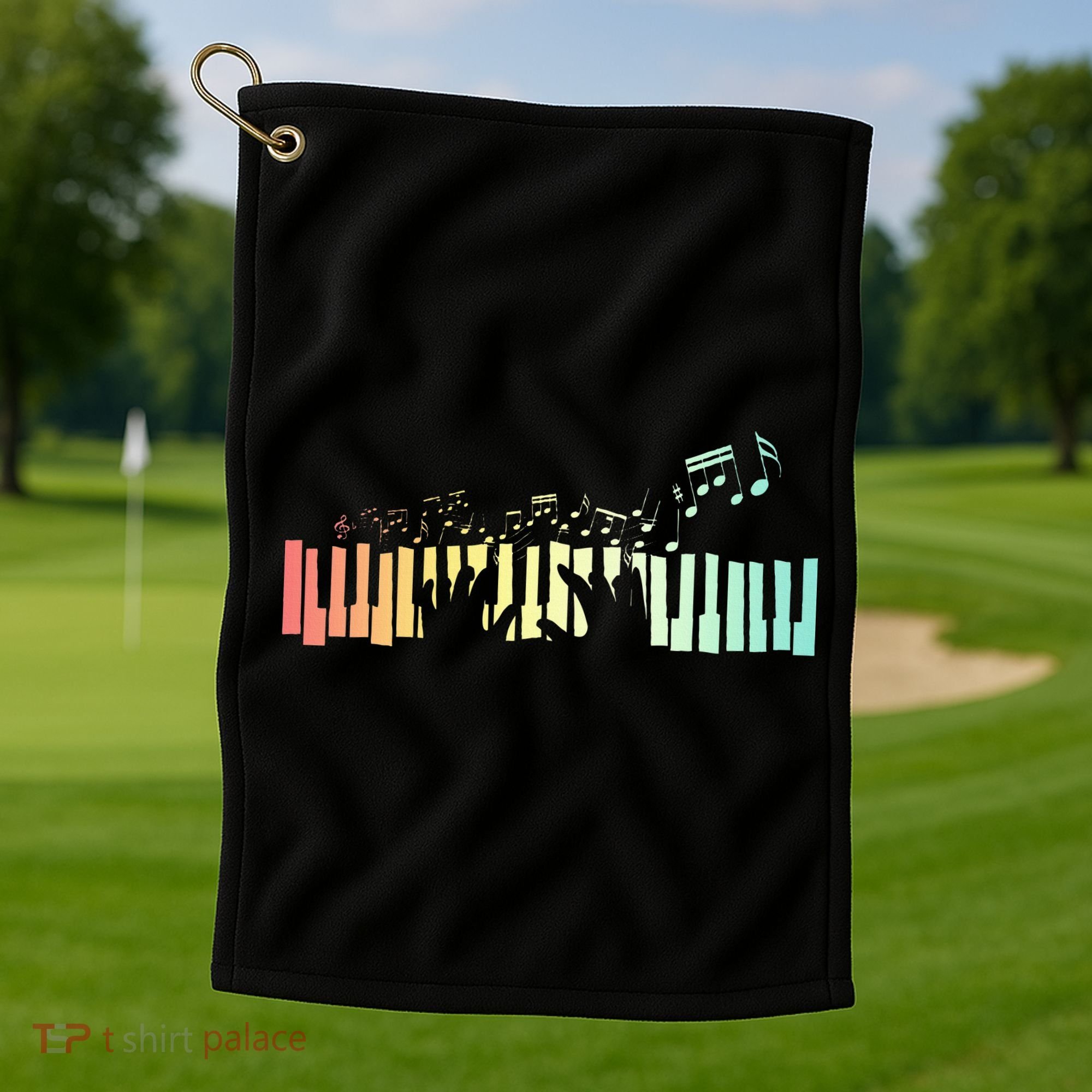 Pianist Gift Idea Keyboards Music Notes Piano Golf Towel