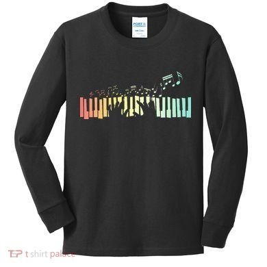 Pianist Gift Idea Keyboards Music Notes Piano Kids Long Sleeve Shirt