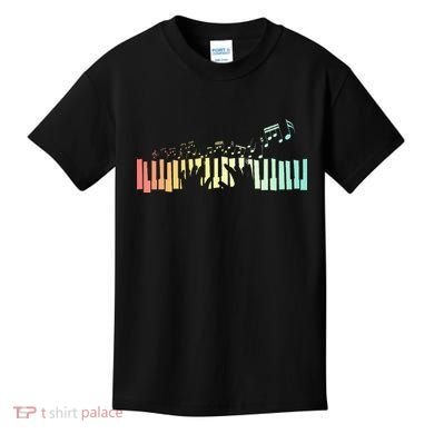 Pianist Gift Idea Keyboards Music Notes Piano Kids T-Shirt