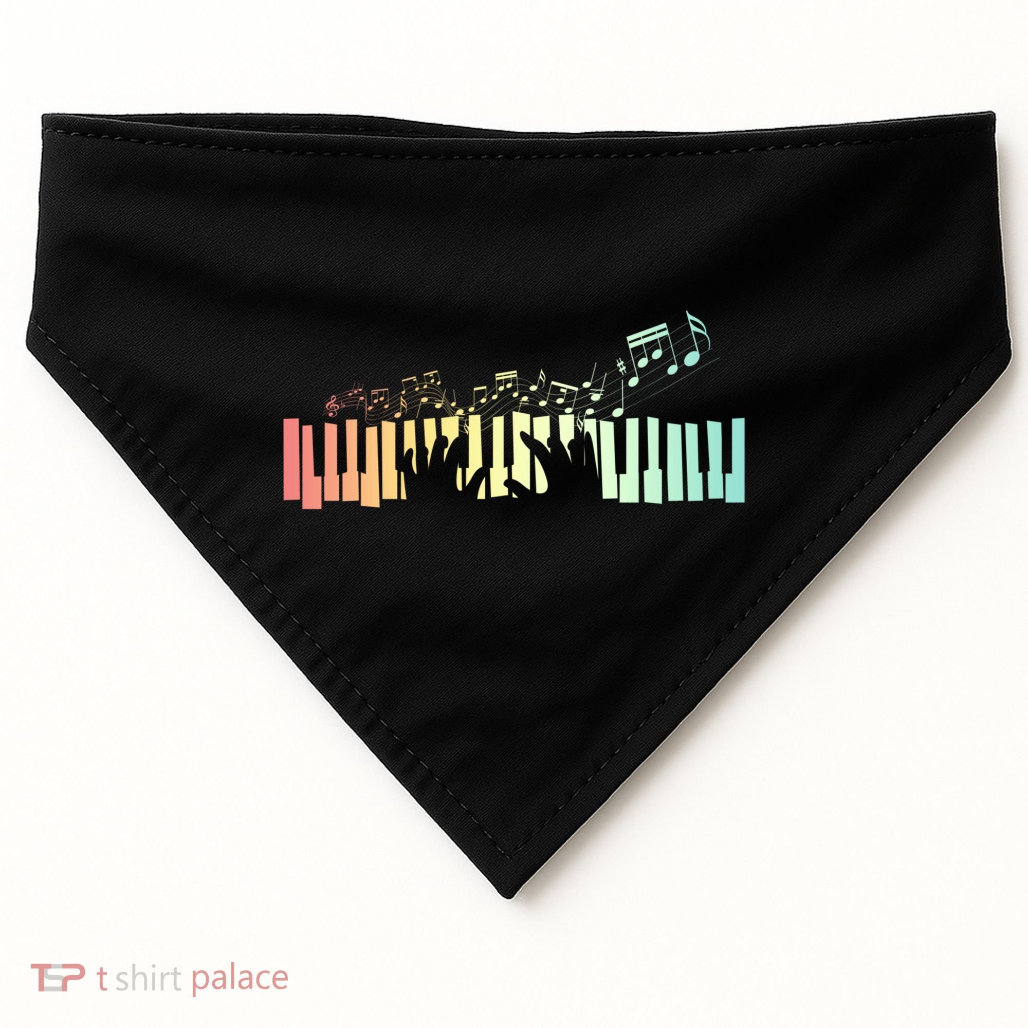 Pianist Gift Idea Keyboards Music Notes Piano Gift USA-Made Doggie Bandana