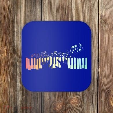 Pianist Gift Idea Keyboards Music Notes Piano Gift Coaster